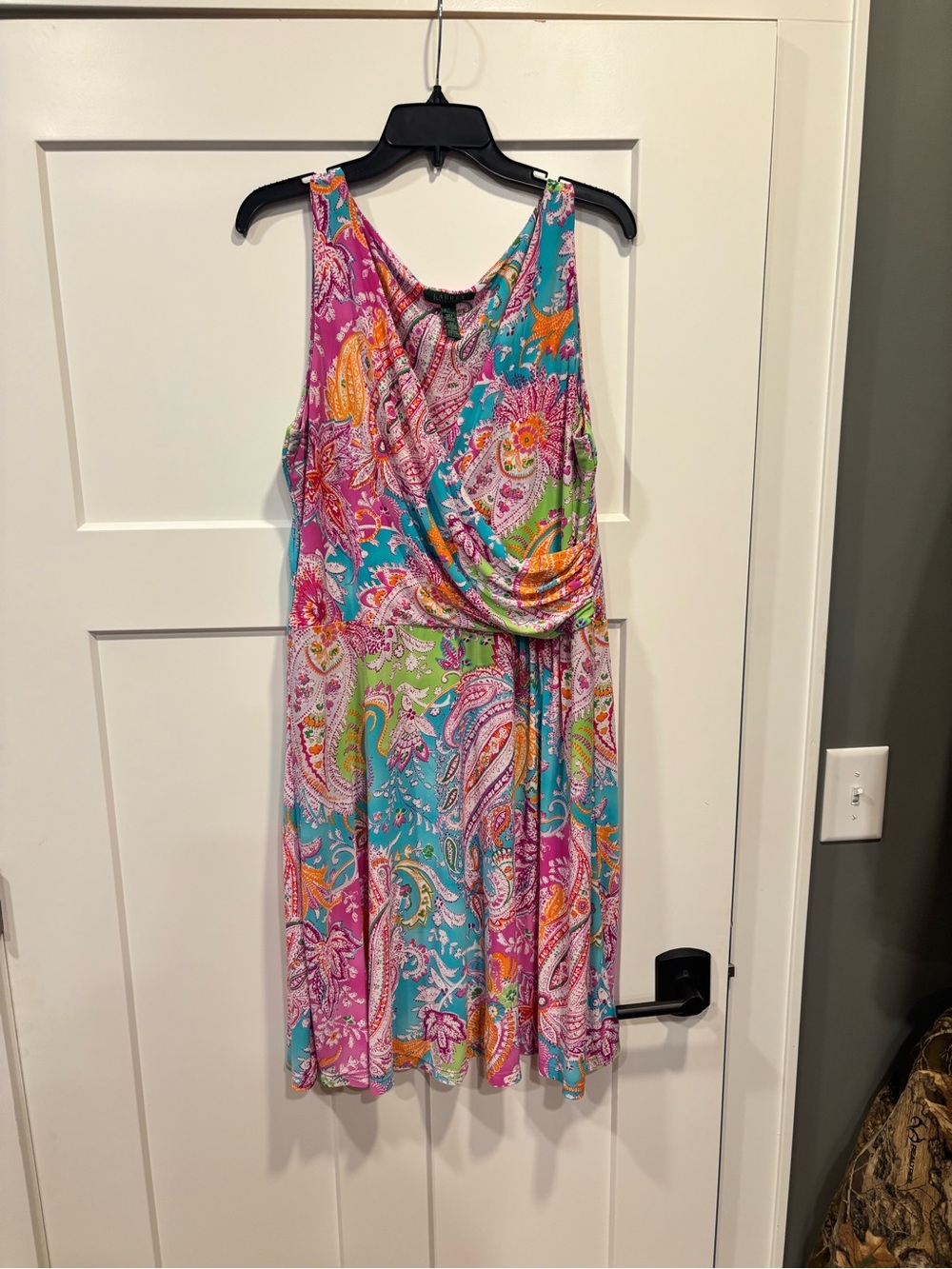 Lauren Ralph Lauren Pastel Paisley Floral Slinky Knit Midi Dress Size Petite L